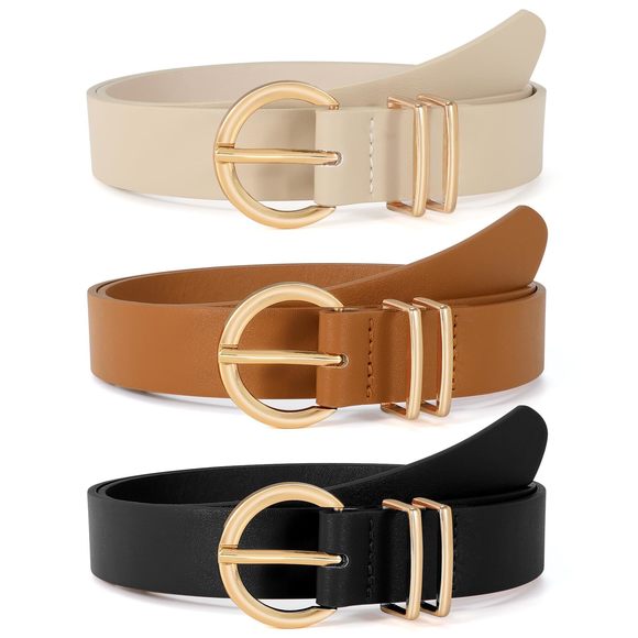 3 Pack Belts For Women Leather Belts For Jeans Dresses Ladies Waist Belt  With